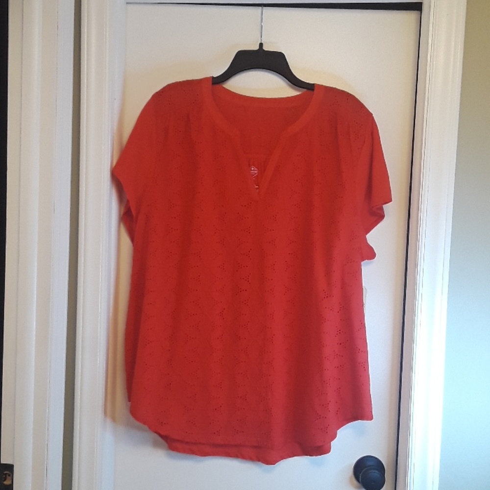 St. John's Bay Women's Cotton Eyelet Top